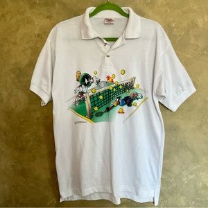 Novel Teez | Vintage 90s Warner Bros Polo | Daffy & Marvin Tennis | L